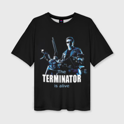 Женская футболка oversize 3D Terminator alive