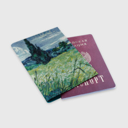 Обложка для паспорта матовая кожа Ван Гог. Поле пшеничное С Кипарисами - фото 2