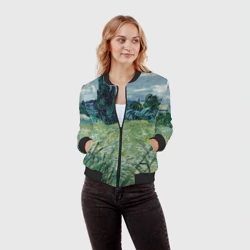 Женский бомбер 3D Ван Гог Поле пшеничное С Кипарисами - фото 2