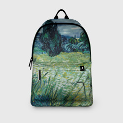 Рюкзак с принтом Ван Гог. Поле пшеничное С Кипарисами для любого человека, вид спереди №3. Цвет основы: белый