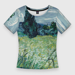 Женская футболка 3D Slim Ван Гог. Поле пшеничное С Кипарисами