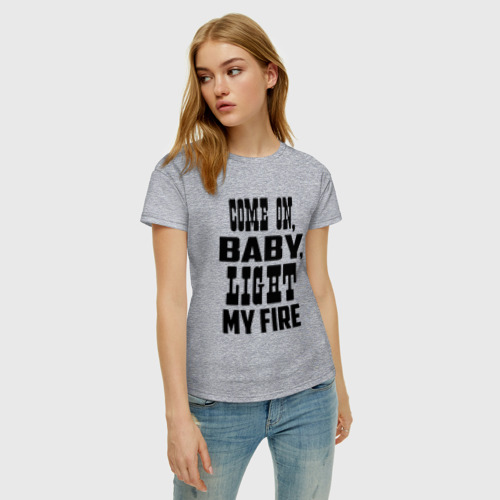 Женская футболка хлопок с принтом The Doors - Light My Fire, фото на моделе #1