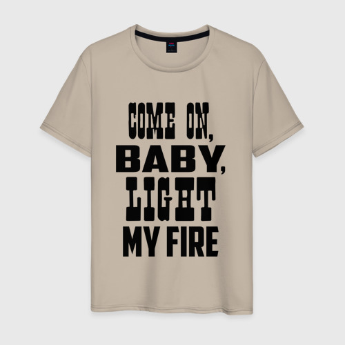 Мужская футболка хлопок The Doors - Light My Fire, цвет миндальный