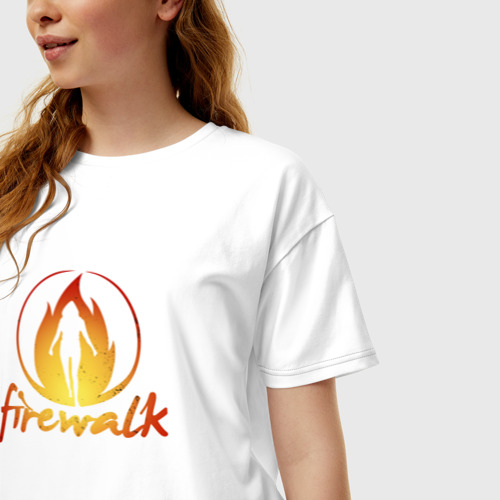 Женская футболка хлопок Oversize Life is Strange Firewalk Fire, цвет белый - фото 3