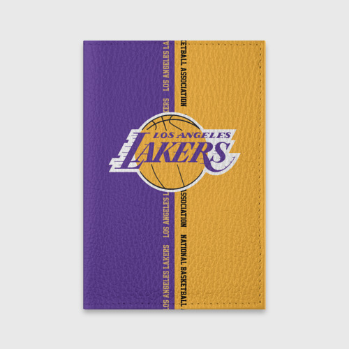 Обложка для паспорта матовая кожа Los Angeles Lakers. NBA, цвет черный