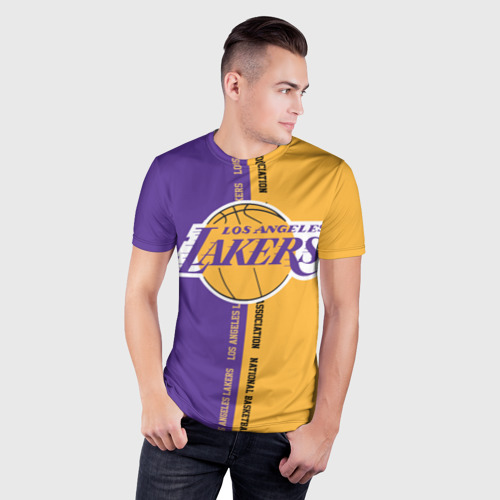 Мужская футболка 3D Slim Los Angeles Lakers. NBA, цвет 3D печать - фото 3