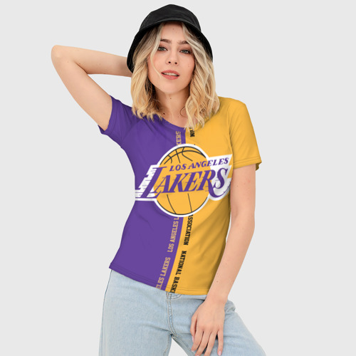 Женская футболка 3D Slim Los Angeles Lakers. NBA, цвет 3D печать - фото 3