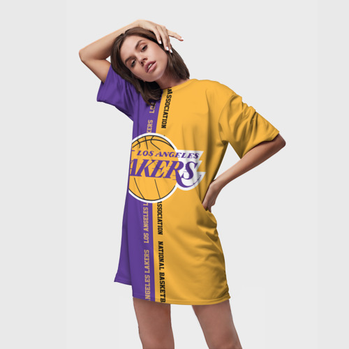 Платье-футболка 3D Los Angeles Lakers. NBA, цвет 3D печать - фото 3