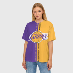 Женская футболка oversize 3D Los Angeles Lakers. NBA - фото 2