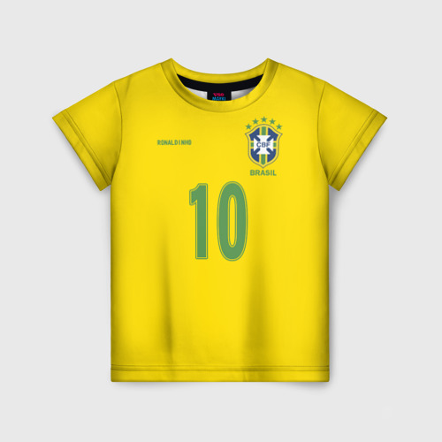 Детская футболка с принтом Роналдиньо, вид спереди №1