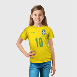 Футболка с принтом Роналдиньо для ребенка, вид на модели спереди №3. Цвет основы: белый