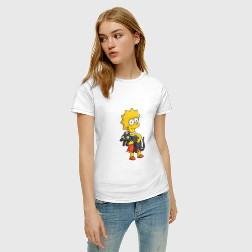 Женская футболка хлопок Лиза Симпсон, цвет белый - фото 3