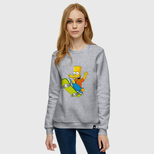 Женский свитшот хлопок с принтом Bart Simpson, фото на моделе #1