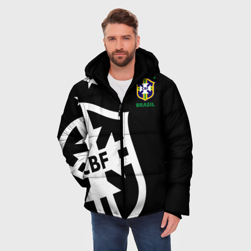 Мужская зимняя куртка 3D с принтом Brazil Exclusive, фото на моделе #1