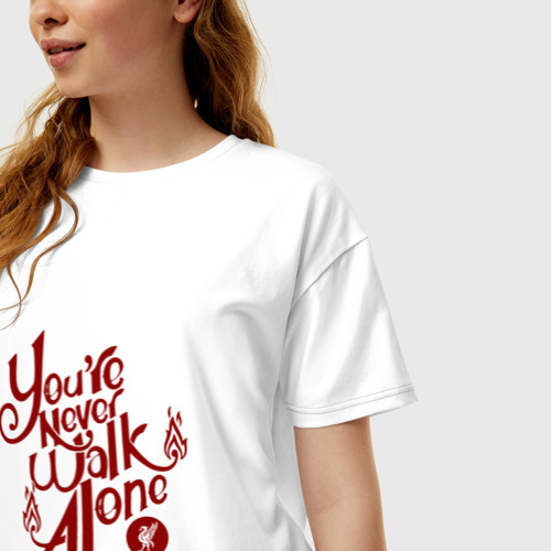 Женская футболка хлопок Oversize Liverpool, цвет белый - фото 3