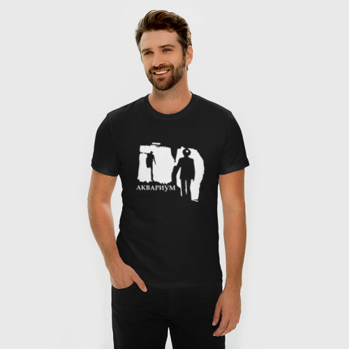 Мужская футболка хлопок Slim Аквариум, цвет черный - фото 3