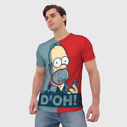 Мужская футболка 3D с принтом Homer Simpson (D'OH!), фото на моделе #1