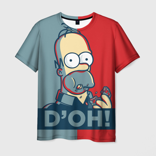 Мужская футболка 3D с принтом Homer Simpson (D'OH!), вид спереди #2