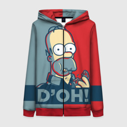 Женская толстовка 3D на молнии Homer Simpson D'OH!