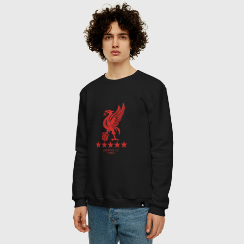 Мужской свитшот хлопок с принтом Liverpool FC, фото на моделе #1