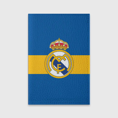 Обложка для паспорта матовая кожа Реал Мадрид лого, цвет черный