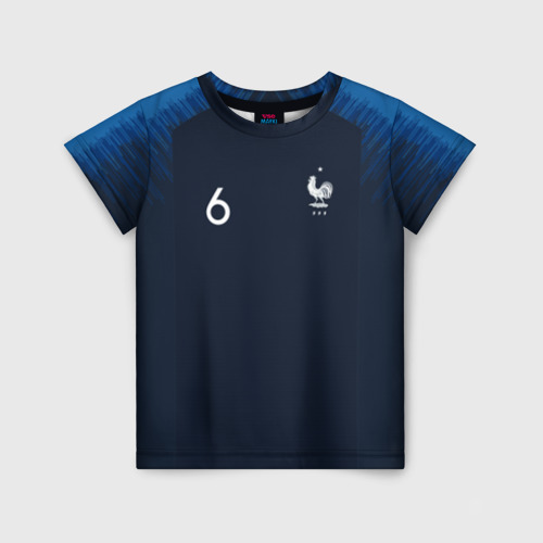 Детская футболка с принтом Pogba home WC 2018, вид спереди №1