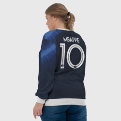 Свитшот с принтом Mbappe home WC 2018 для женщины, вид на модели сзади №3. Цвет основы: белый