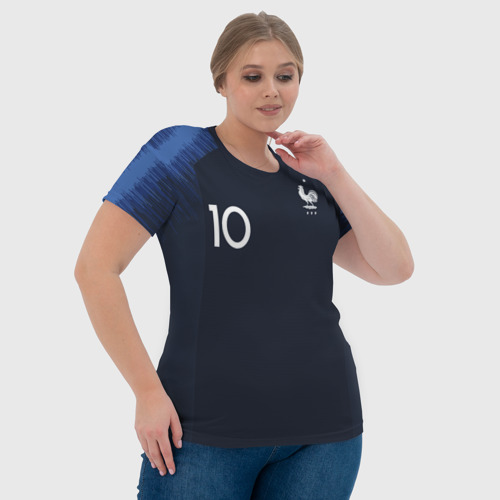 Женская футболка 3D с принтом Mbappe home WC 2018, фото #4