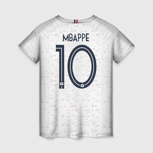 Женская футболка 3D с принтом Mbappe away WC 2018, вид сзади #1