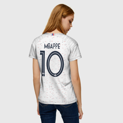 Женская футболка 3D с принтом Mbappe away WC 2018, вид сзади #2