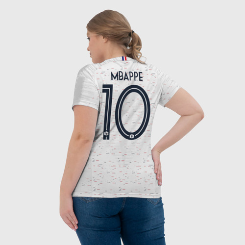 Женская футболка 3D с принтом Mbappe away WC 2018, вид сзади #2