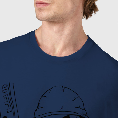 Мужская футболка хлопок Скелетон геодезист черн, цвет темно-синий - фото 6