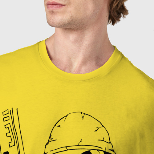 Мужская футболка хлопок Скелетон геодезист черн, цвет желтый - фото 6