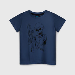 Детская футболка хлопок Скелетон геодезист черн