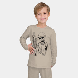 Детская пижама с лонгсливом хлопок Скелетон геодезист черн - фото 2