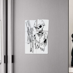 Плакат с принтом Скелетон геодезист черн для любого человека, вид спереди №4. Цвет основы: белый