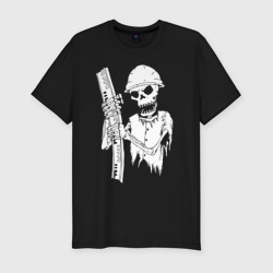 Мужская футболка хлопок Slim Скелетон геодезист бел