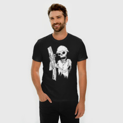 Мужская футболка хлопок Slim Скелетон геодезист бел - фото 2