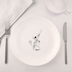 Набор: тарелка + кружка Скелетон геодезист 2 черн - фото 2