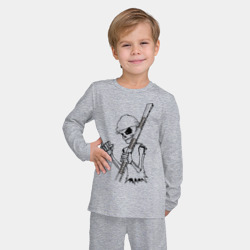 Детская пижама с лонгсливом хлопок Скелетон геодезист 2 черн - фото 2