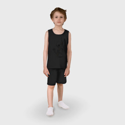 Детская пижама с шортами хлопок Скелетон геодезист 2 черн - фото 2
