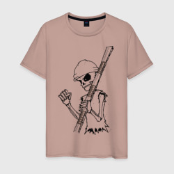 Мужская футболка хлопок Скелетон геодезист 2 черн