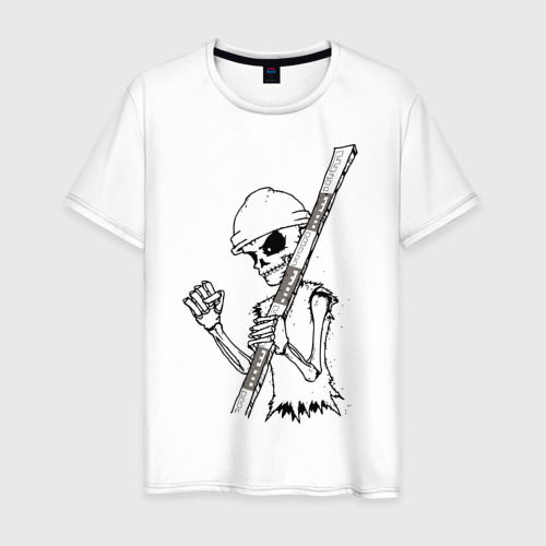 Мужская футболка хлопок Скелетон геодезист 2 черн, цвет белый