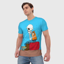 Мужская футболка 3D Скелетон геодезист - фото 2