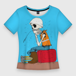 Женская футболка 3D Slim Скелетон геодезист