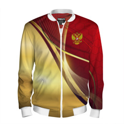 Мужской бомбер 3D Russia sport: Red and Gold