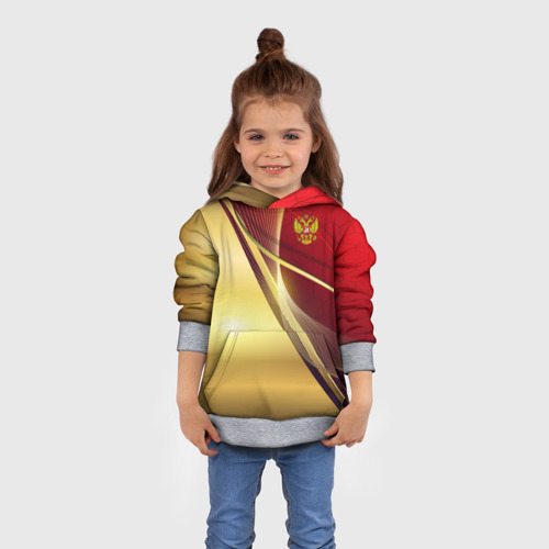 Детская толстовка 3D Russia sport: Red and Gold, цвет меланж - фото 4