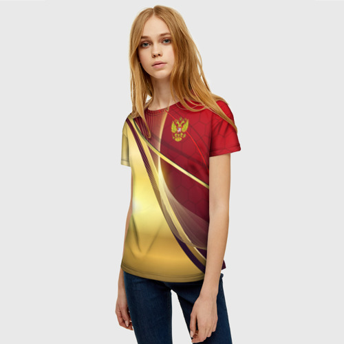 Женская футболка 3D Russia sport: Red and Gold, цвет 3D печать - фото 3