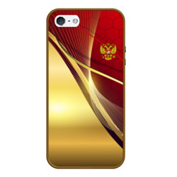 Чехол для iPhone 5/5S матовый Russia sport: Red and Gold