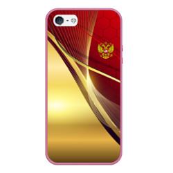 Чехол для iPhone 5/5S матовый Russia sport: Red and Gold